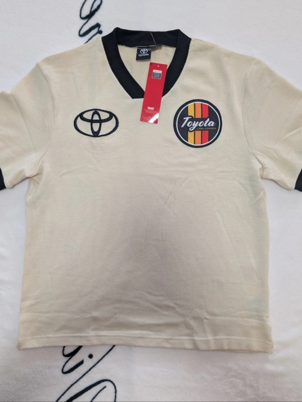 Toyota Kids' Short Sleeve Polo Tee in Beige & Black